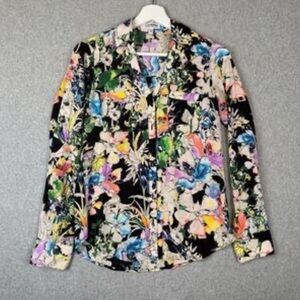 Express Multicolor Floral Portofino Shirt - XL